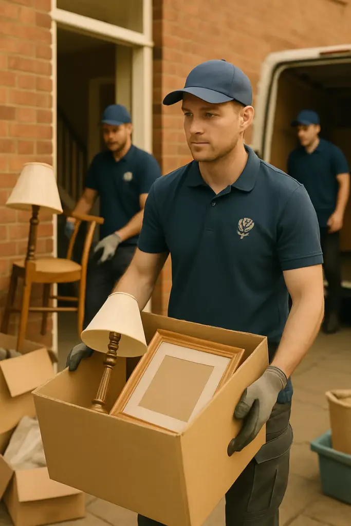 Professional team removing boxes and household items from a property in Beverly, East Yorkshire.